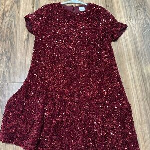 Zara Burgundy Sequin Kids Dress